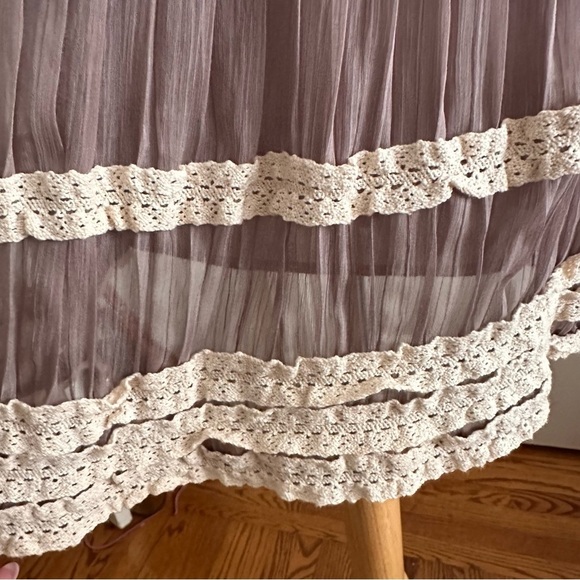 Très Bien USA Y2K Pleated Mini Skirt Lace Trim Romantic Cottagecore Kawaii Style - Picture 10 of 15